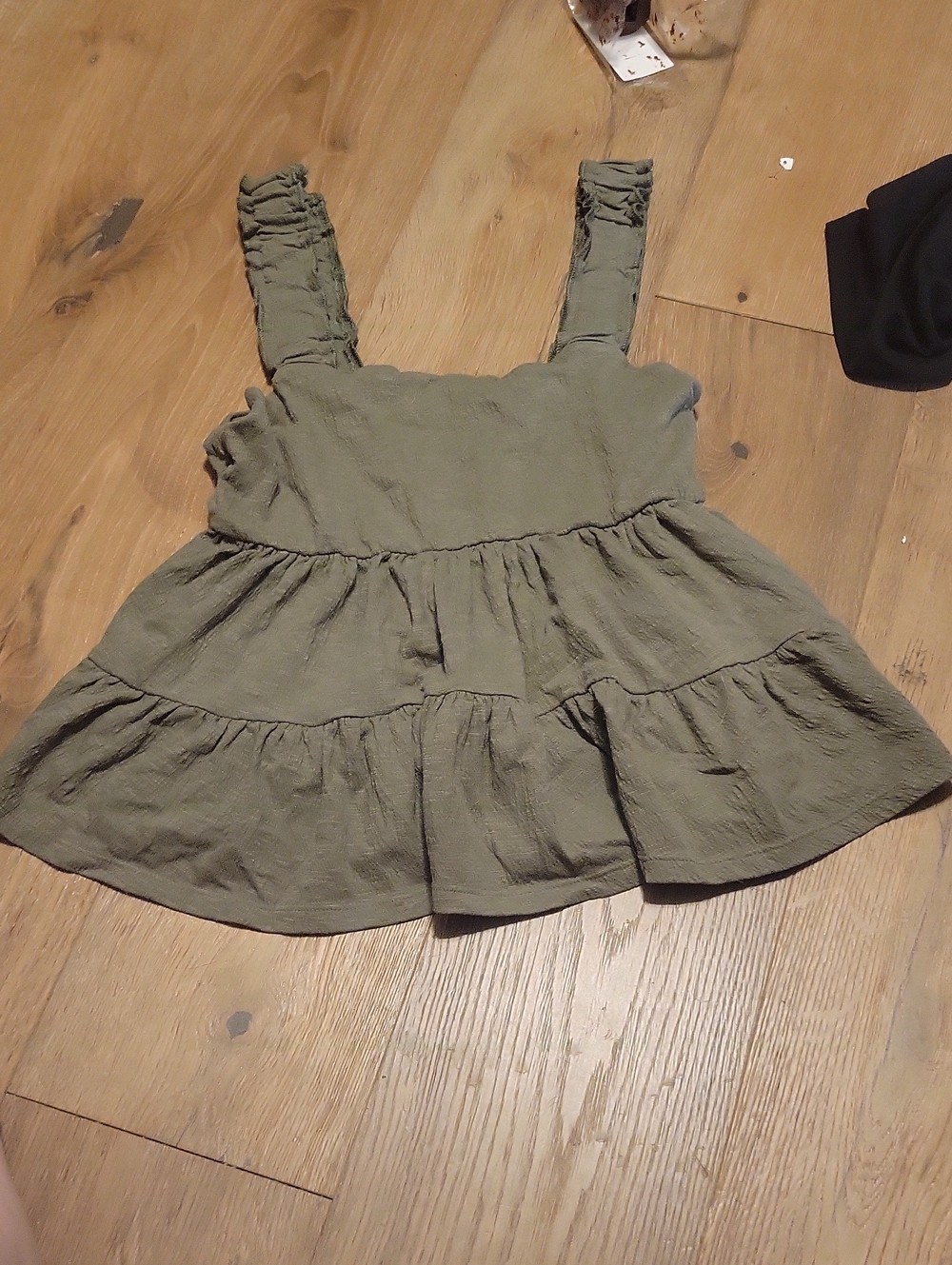 SO Olive Green Tiered Tank Top Large